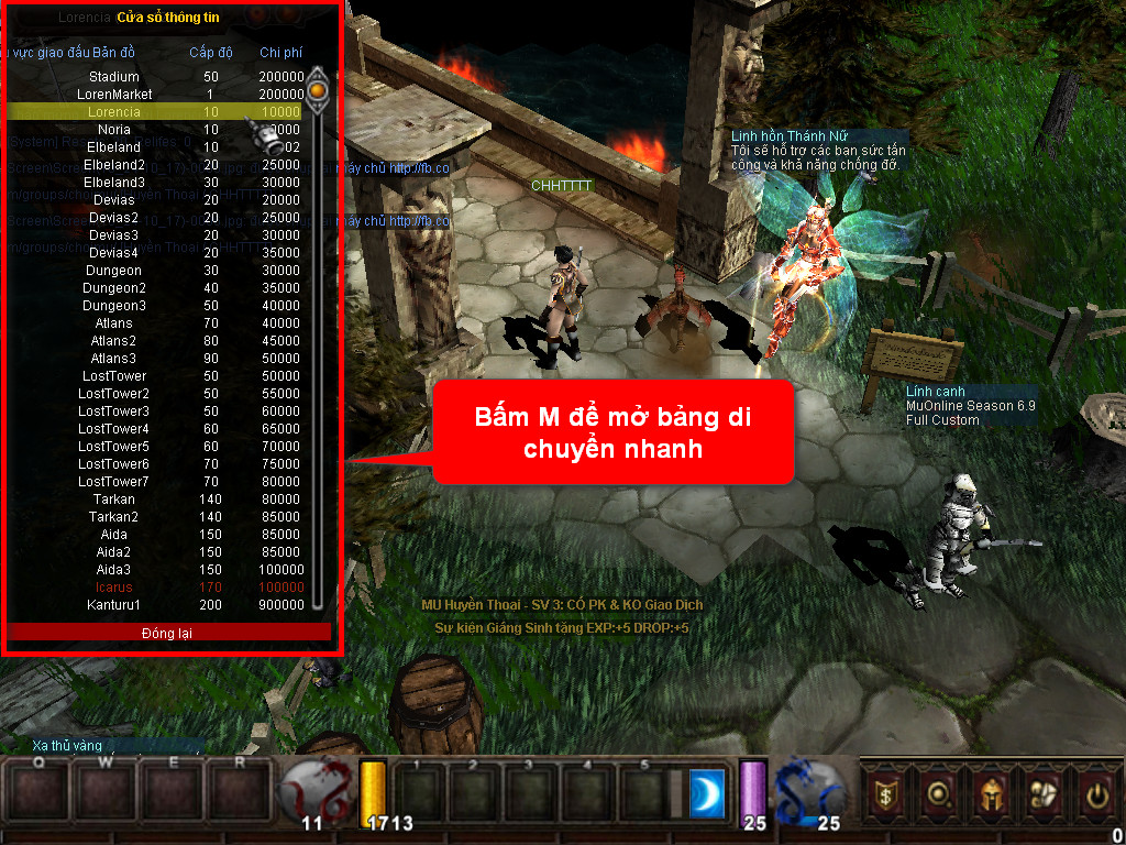 Chức năng chính của Game MU Thiên Binh