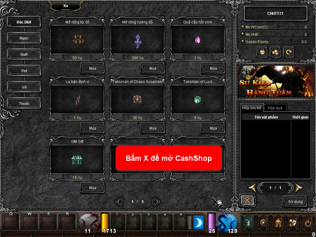 Chức năng chính của Game MU Thiên Binh